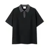 Comercio Exterior Amazon Europeo y Americano 240g Grueso Libra Estilo Preppy Contraste Media Cremallera Marca de Moda Cuello Camisero Manga Corta Camisa Polo en Stock