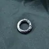 Anel Fechado Retro de Prata de Lei S925 Prata Tailandesa Círculo de Nuvem Auspiciosa Anel de Corrida Acessórios para Pulseira Colar Pendente de Corda Trançada DIY