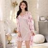 Stock a Largo Plazo con Almohadillas para el Busto, Pijama Sexy Pequeño con Tirantes Finos con Cuello en V, Camisón de Seda de Hielo, Conjunto de Dos Piezas, Bata de Hotel, Ropa para el Hogar