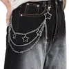 Estilo Ins Popular Cadena de Joyería para Pantalones Estrella Cadena Metálica Multicapa Diseño Colgante Punk Hip-Hop Tendencia para Jeans
