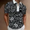 Camisa Polo Masculina com Zíper 3D, Gola Dobrável Estampada, Manga Curta, Pulôver Casual para Uso Diário, Nova, Transfronteiriça, Aliexpress