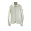 Outono Estilo Fragrant Tea Cos Mesmo Estilo Colorido Fio Cashmere Zíper Malha Cardigan Feminino Lapela Curta Solta Casaco De Lã