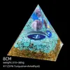 Pirámide de Cristal Natural de 8 cm Decoración Creativa para el Hogar Adorno Artesanal Bola de Cristal Envuelto en Resina Pirámide de Resina