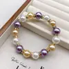 Pulseira de Pérolas de Cristal Dopamina Colorida Mista Transfronteiriça para Mulheres, Nicho de Luxo Leve, Moda Exquisita, Sensação de Alto Padrão, Pulseira de Verão