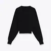 Para Aliexpress Popular Exportación Transfronteriza Estilo Europeo y Americano Moda Femenina Versátil Cuello Redondo Manga Larga Tejido de Punto Plano