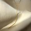 Collar de cadena larga geométrica de plata de ley 925 de Shenzhen para mujer, diseño de nicho, sentido del diseño, palabra, viento frío, cadena para clavícula, colgante