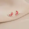Pendientes de botón de plata S925 diseño de nicho corazón de melocotón para mujer 2023 Nuevos pendientes elegantes adorables pendientes dulces para estudiante