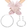 Accesorios de Moda Europeos y Americanos Más Vendidos de Amazon, Elegantes Guantes de Encaje, Conjunto de Collar Infantil de Lujo Ligero