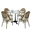 Juego de Mesa y Sillas de Exterior Estilo Francés para Jardín, Patio de Ocio, Balcón para Cafeterías y Tiendas de Té con Leche, Juego de Mesa y Sillas de Mimbre Vintage para Exteriores