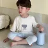 Pijama Masculino Verão Infantil Manga Curta Tamanho Médio e Grande Infantil Masculino Ar Condicionado Roupa de Casa Verão Fino Modal Seda de Gelo Conjunto