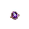 Anillo de Amatista Natural Popular al por Mayor de Fábrica Plata S925 Incrustado con Piedra Principal 8*10 Joyería de Lujo Venta Directa de Fábrica
