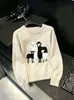 Suéter Bordado de Cordero Vintage para Mujer, Nuevo Estilo Otoño/Invierno, Relajado, Suave, Elegante Tejido de Punto Pullover, Otro