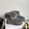 Primer Encuentro Ji Zeng Gao Uso Bidireccional Suela Gruesa Peludo Más Terciopelo Engrosado Cálido Zapatos de Algodón Gris Botas de Nieve de Caña Alta Mujer Invierno Nuevo Estilo