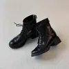 Elegantes botas Martin de tacón grueso, nueva colección otoño/invierno 2026, diseño versátil con cordones y cremallera lateral, botines casuales elásticos, botas adelgazantes para mujer