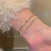 Pulsera Abierta de Doble Capa con Lazo de Circonita Estilo Coreano Pendientes de Alto Lujo y Estilo Frío Pulsera Versátil para el Trabajo para Mujer