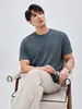 Old Money Sensação Relaxada Verão 100% Algodão Listrada Emagrecedora Casual Manga Curta Camiseta Masculina Respirável Versátil para o Dia a Dia