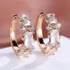 Bestseller transfronterizo: Nuevos pendientes vintage de estilo court con diamantes azules, pendientes elegantes de oro champán tachonados de diamantes, pendientes versátiles de lujo ligero