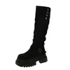 Botas altas de terciopelo de pelo para mujer, con suela gruesa, hasta la rodilla, tipo equitación, que aumentan la altura, nuevo modelo otoño/invierno 2026 para mujeres menudas