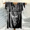Camiseta de Manga Corta con Estampado 3D Estilo Étnico Retro Europeo y Americano 2025 Nueva Primavera y Verano para Hombre Cuello Redondo Ojo de Horus