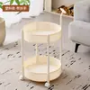 Mesa Lateral Carrinho de Vidro Móvel de Luxo Mesa de Centro Pequena para Sala de Estar Sofá Mesa de Cabeceira para Quarto Estilo Francês Leve Luxo
