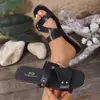 Sandalias de verano europeas y americanas para mujer, de punta abierta y punta redonda, cruzadas, recién llegadas, chanclas de playa de talla grande para comercio exterior