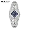 MOKAGO Luxo Leve Totalmente Diamantado Inglês Mesa High-End Retro À Prova D'água Fino Relógio Feminino Criativo Rombo Pulseira Relógio