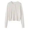 Cárdigan Chaqueta de Punto para Mujer Serie Hilo del Yangtsé Alemán Hilo Fino 100% Lana Merino Cuello Redondo Hombro Raglán Abotonado