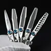 Tijeras de Peluquería Ojo de Diablo Multidentadas de 6.0 pulgadas, Tijeras para Cortar el Cabello, Tijeras Dentadas, Dientes de Cuerno, Dientes Lisos, Dientes en Forma de V, Dientes de Espina de Pescado