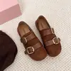 Zapatos Bajos Individuales Retro de Gamuza Francesa para Mujer Otoño 2026 Nuevos Planos de Doble Uso Suela Suave Punta Redonda Mary Janes Birkenstocks