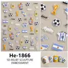 Redanco5D Relieve Ins Celebridad de Internet Dibujos Animados Pegatinas para Uñas Copa Europea Fútbol Calcomanías 3D para Uñas He1869