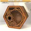Caja de regalo de tarjeta de felicitación de madera nueva más vendida transfronteriza, suministros de boda, caja de tarjetas de presentación calada, caja de registro, caja de regalo de boda de madera