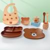 Conjunto de Louça de Silicone Transfronteiriço, Prato de Jantar de Silicone Infantil, Babador de Bebê, Prato de Jantar de Bebê, Alimentos Complementares, Produtos Maternos e Infantis