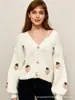Cárdigan de Punto con Mangas de Farol Estilo Europeo y Americano para Mujer, Otoño e Invierno 2026 Diseño Holgado Lindo Top de Fresa