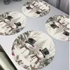 Jogo Americano de Linho Estilo Étnico com Borda Redonda Ondulada e Design Estampado, Toalha de Mesa, Guardanapo, Pano de Copo, Decoração de Natal, Personalizável