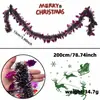 Nueva Decoración Navideña Guirnalda de Lamina Accesorios para Arreglo de Pared de Fondo para Fiesta Navideña Hojas Plateadas para Mascotas Frutas Rojas Cubiertas en Tiras de Color Blanco