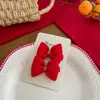 Novo Presilha de Cabelo Infantil com Laço de Veludo Vermelho Acessório Doce para Cabelo Grampo Lateral Fofo para Franja de Meninas