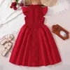 Comercio Exterior Ropa Infantil, Vestido de Princesa para Niñas, Nuevo Estilo de Verano, Cuello Alto Estilo Chino, Vestido Bordado de Lujo Ligero de Manga Corta con Cintura Ceñida y Dobladillo Amplio