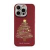 Pulsera de Árbol de Navidad para Apple 16pro Funda Roja para Teléfono Móvil 15 Agujeros Finos Patrón de Cuero 14 Todo Incluido Resistente a Caídas Película para Lente