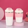 Copo de Água Fashionável Copo de Café com Duplo Canudo Copo Térmico de Aço Inoxidável 316 Copo Portátil para Carro Presente Publicitário Grande Capacidade
