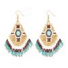 Aretes Exagerados de Patrón Étnico Retro Estilo Vacacional para Mujer Verano Playa Color Libre Aretes de Borla Transfronterizos Aretes