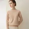 Nuevo suéter de cachemira para otoño e invierno para mujer, suéter de punto pullover de cuello medio alto, color liso, corte holgado, adecuado para ir al trabajo, prenda base en rosa, grueso