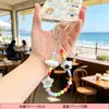 Corrente de celular criativa nova de macaron feita à mão com contas, chaveiro de acrílico com contas, pingente de bolsa, cordão para celular
