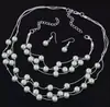 Joias Transfronteiriças Europeias e Americanas Moda Exagerada Pérola Imitação Colar de Múltiplas Camadas Brincos Pulseira Conjunto de Joias Joias de Noiva Mulheres