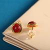 Pendientes cuadrados geométricos de ágata roja del sur chapados en oro de plata esterlina S925 de People's Silver, pendientes sencillos de moda para mujer