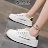 Zapatos Blancos de Cuero Genuino con Suela Gruesa para Mujer Nuevo Estilo Primavera y Verano 2026 Versátiles Ligeros Transpirables Deportivos Casuales Tenis para Mujer