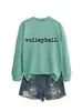 Sudadera casual simple con estampado de letras para mujer, cómoda, para voleibol, nueva de otoño e invierno, tienda independiente de Amazon Wish