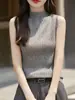 Camisole de Lã Sem Costura Pronta para Usar de Uma Alça Feminina Nova Roupa Íntima Outono e Inverno Novo Tricô Básico de Gola Alta
