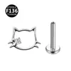 Aleación de Titanio F136 Gato Cortado 0.9 Diente Corazón Incrustado Circonita Rosca Interna Labio Uña Pendientes Piercing Joyería
