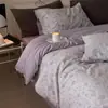 Juego de Ropa de Cama Jacquard Lavado de Alta Gama de 60 Hilos, Cuatro Piezas, Sábana Bajera de Algodón Puro, Funda de Edredón, Juego de Cama de Tres Piezas, Estilo para Todas las Estaciones
