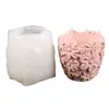 Molde de Gesso para Suporte de Vela Flor de Cinco Pétalas em Relevo Molde de Silicone para Suporte de Flor Tridimensional com Flor em Relevo Vaso de Flor Suculenta
